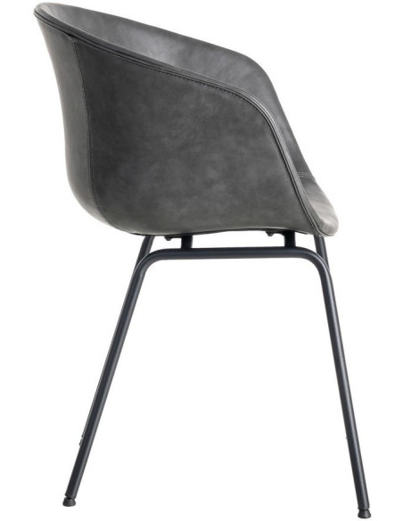 Fauteuil de table industriel Coque en Polyuréthane Noir Métal Noir Polypropylène Tiyora (Lot de 2) - 4