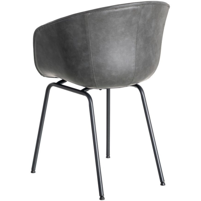 Fauteuil de table industriel Coque en Polyuréthane Noir Métal Noir Polypropylène Tiyora (Lot de 2) - 5