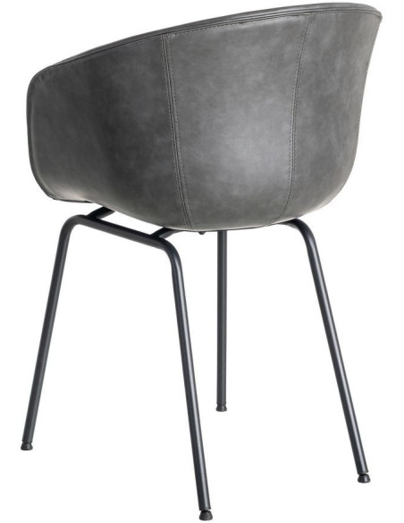 Fauteuil de table industriel Coque en Polyuréthane Noir Métal Noir Polypropylène Tiyora (Lot de 2) - 5