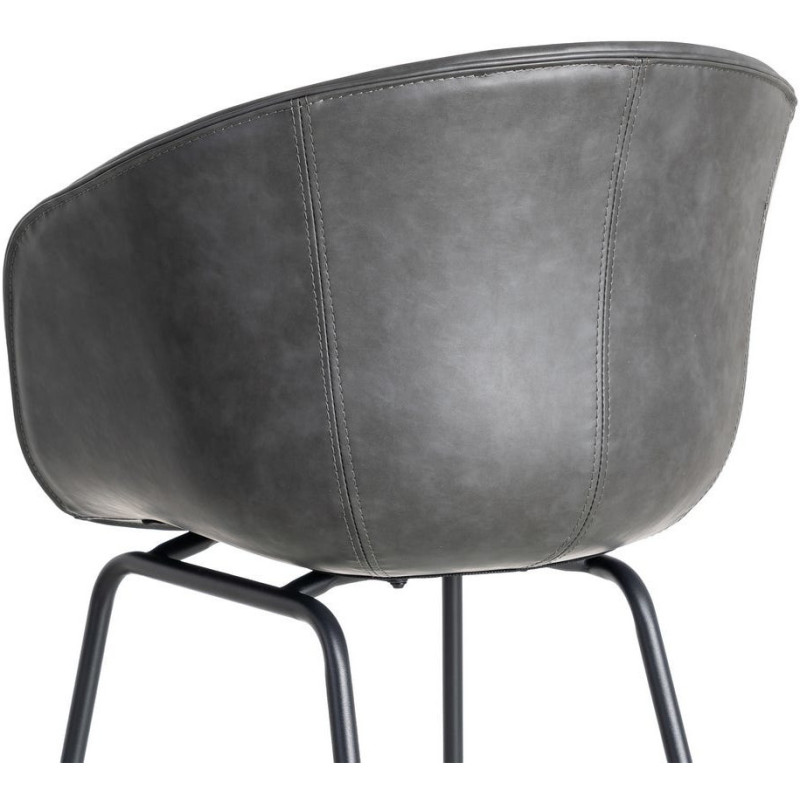 Fauteuil de table industriel Coque en Polyuréthane Noir Métal Noir Polypropylène Tiyora (Lot de 2) - 6