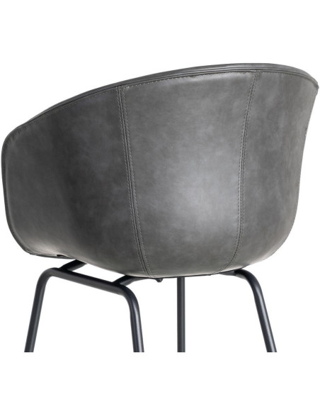 Fauteuil de table industriel Coque en Polyuréthane Noir Métal Noir Polypropylène Tiyora (Lot de 2) - 6