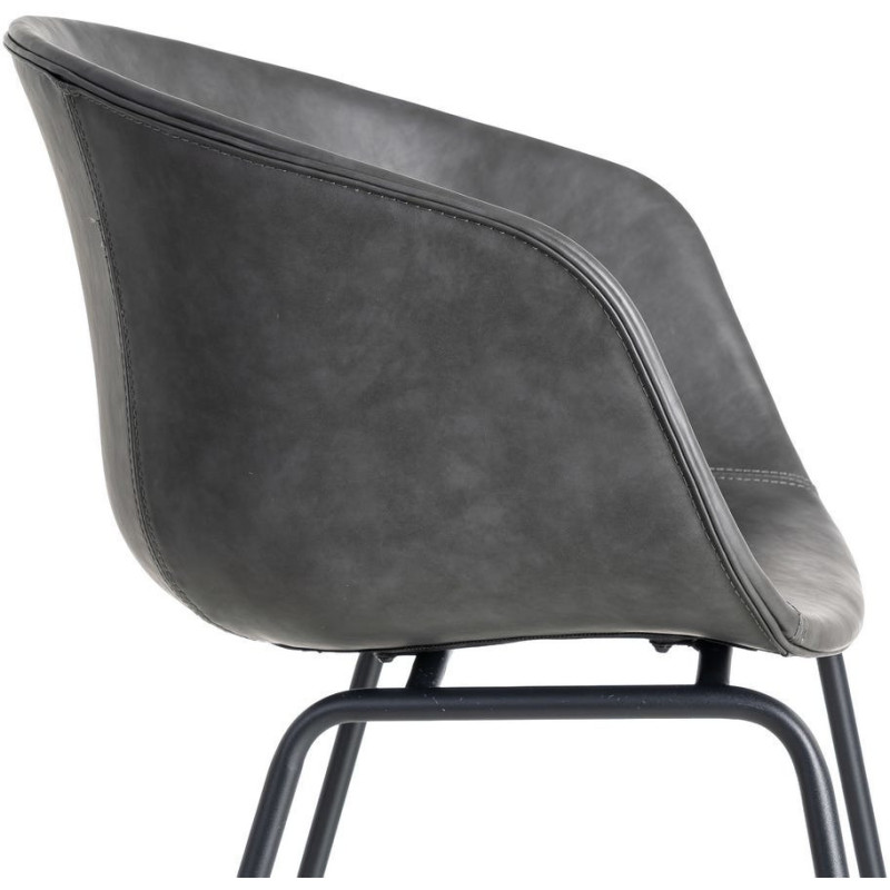 Fauteuil de table industriel Coque en Polyuréthane Noir Métal Noir Polypropylène Tiyora (Lot de 2) - 7