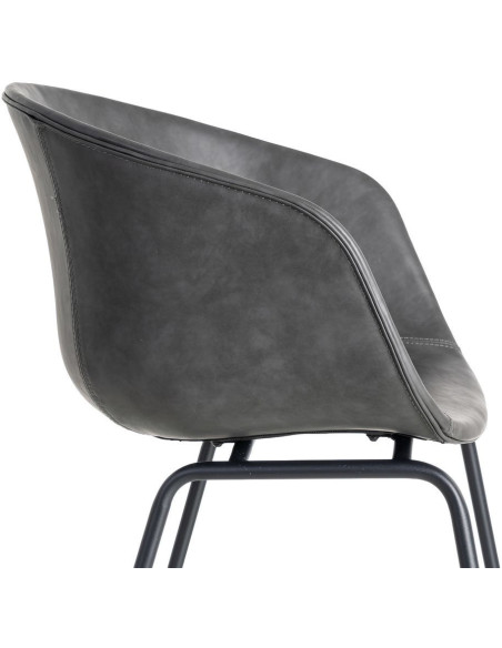 Fauteuil de table industriel Coque en Polyuréthane Noir Métal Noir Polypropylène Tiyora (Lot de 2) - 7