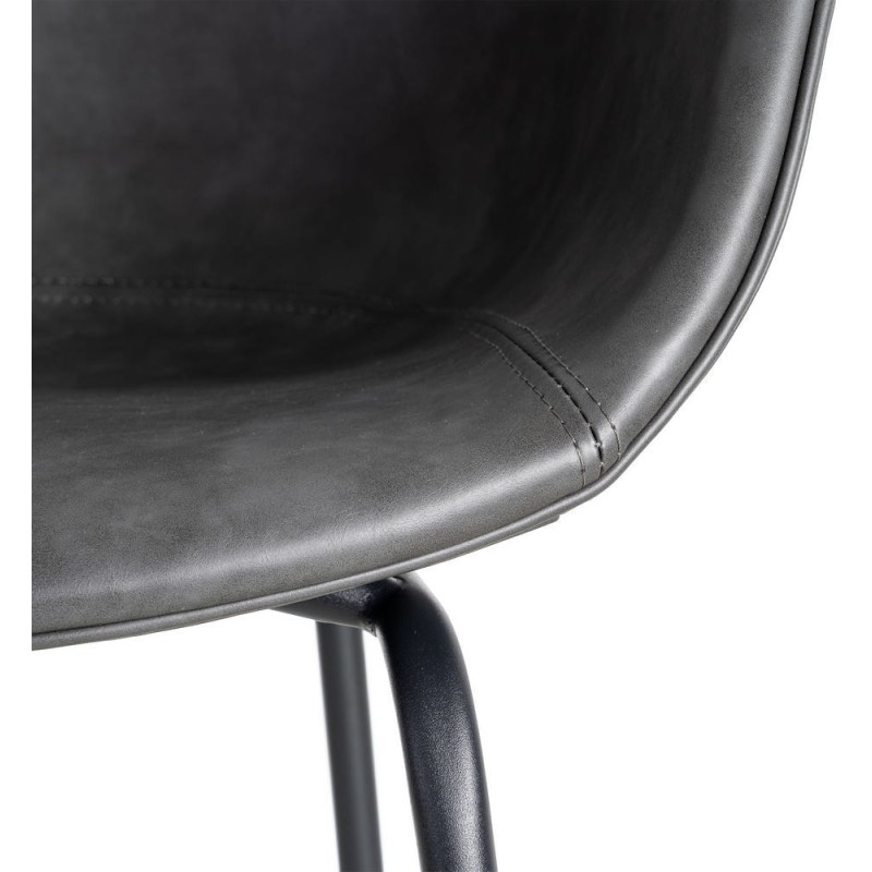 Fauteuil de table industriel Coque en Polyuréthane Noir Métal Noir Polypropylène Tiyora (Lot de 2) - 9