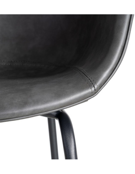 Fauteuil de table industriel Coque en Polyuréthane Noir Métal Noir Polypropylène Tiyora (Lot de 2) - 9
