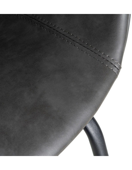 Fauteuil de table industriel Coque en Polyuréthane Noir Métal Noir Polypropylène Tiyora (Lot de 2) - 10