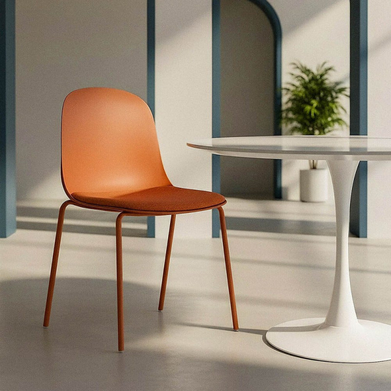 Chaise design moderne en Tissu Polypropylène Métal Terracotta Lunara (Lot de 4) - 2