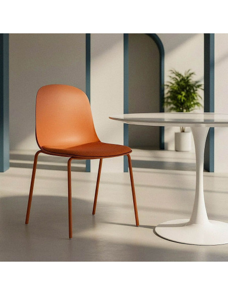 Chaise design moderne en Tissu Polypropylène Métal Terracotta Lunara (Lot de 4) - 2