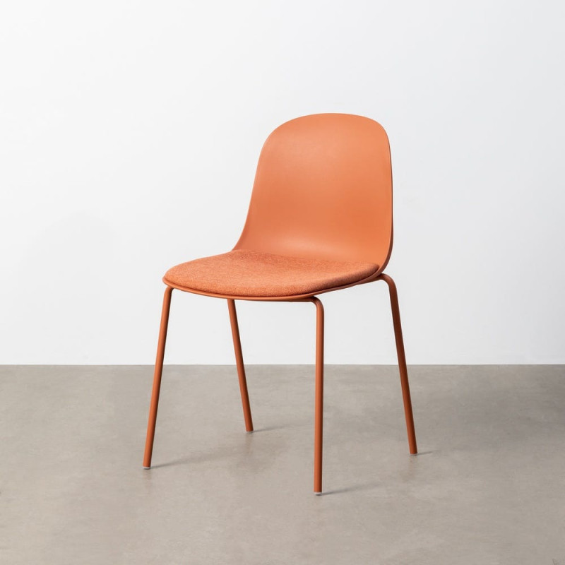 Chaise design moderne en Tissu Polypropylène Métal Terracotta Lunara (Lot de 4) - 12