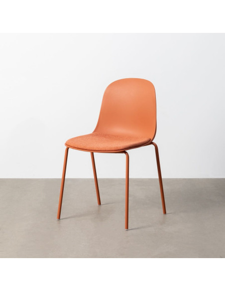 Chaise design moderne en Tissu Polypropylène Métal Terracotta Lunara (Lot de 4) - 12
