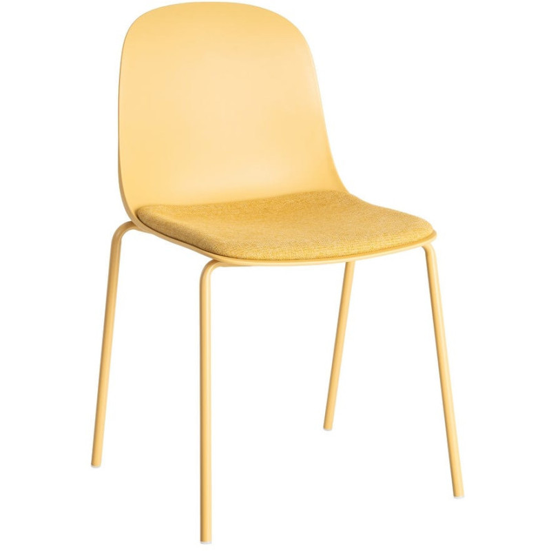 Chaise design moderne en Tissu Polypropylène Métal Jaune Lunara (Lot de 4) - 1