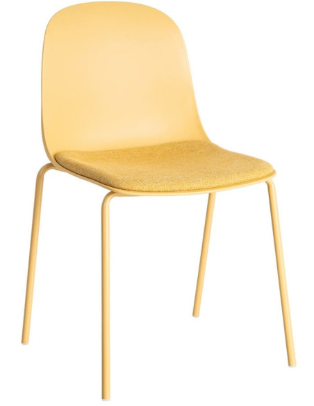 Chaise design moderne en Tissu Polypropylène Métal Jaune Lunara (Lot de 4) - 1