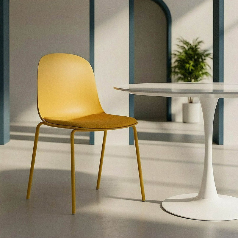 Chaise design moderne en Tissu Polypropylène Métal Jaune Lunara (Lot de 4) - 2