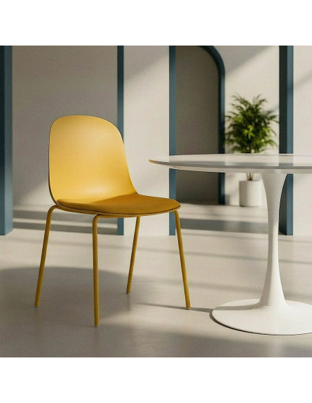 Chaise design moderne en Tissu Polypropylène Métal Jaune Lunara (Lot de 4) - 2
