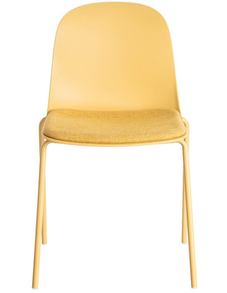 Chaise design moderne en Tissu Polypropylène Métal Jaune Lunara (Lot de 4) - 3