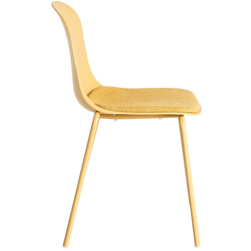 Chaise design moderne en Tissu Polypropylène Métal Jaune Lunara (Lot de 4) - 4