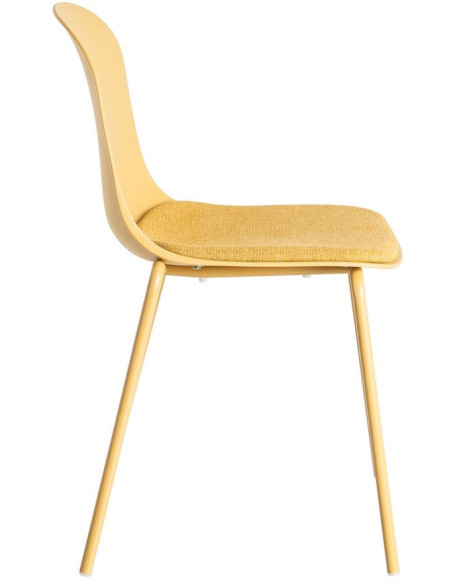 Chaise design moderne en Tissu Polypropylène Métal Jaune Lunara (Lot de 4) - 4
