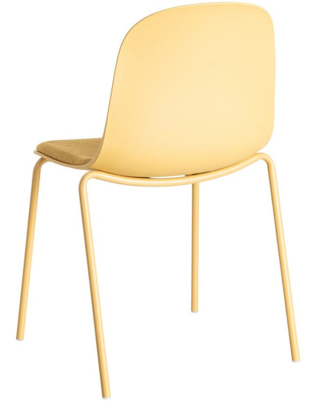 Chaise design moderne en Tissu Polypropylène Métal Jaune Lunara (Lot de 4) - 5