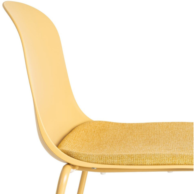 Chaise design moderne en Tissu Polypropylène Métal Jaune Lunara (Lot de 4) - 7