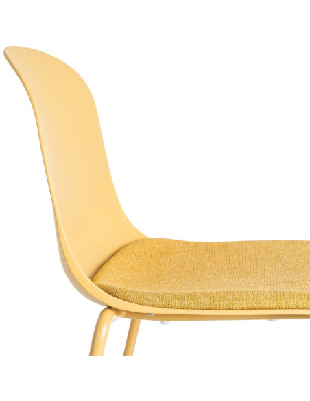 Chaise design moderne en Tissu Polypropylène Métal Jaune Lunara (Lot de 4) - 7