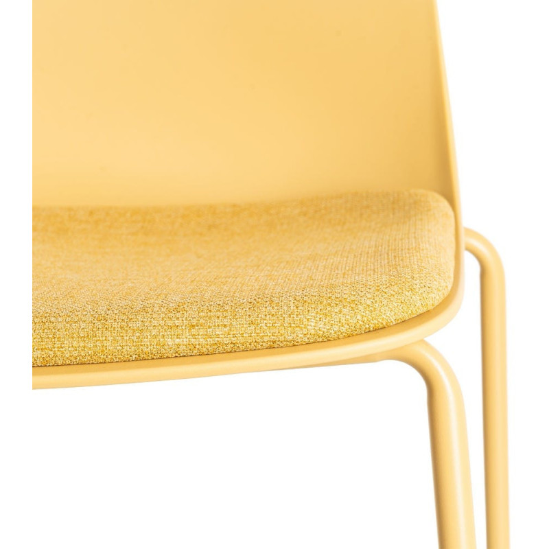 Chaise design moderne en Tissu Polypropylène Métal Jaune Lunara (Lot de 4) - 9
