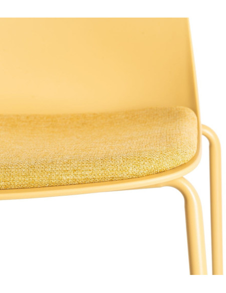 Chaise design moderne en Tissu Polypropylène Métal Jaune Lunara (Lot de 4) - 9