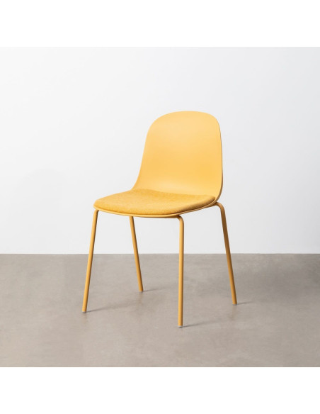 Chaise design moderne en Tissu Polypropylène Métal Jaune Lunara (Lot de 4) - 12
