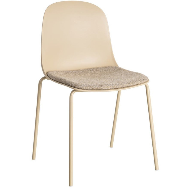 Chaise design moderne en Tissu Polypropylène Métal Beige Lunara (Lot de 4) - 1
