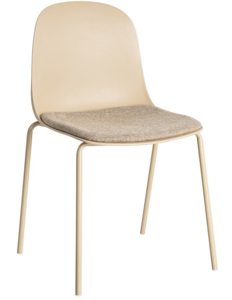 Chaise design moderne en Tissu Polypropylène Métal Beige Lunara (Lot de 4) - 1