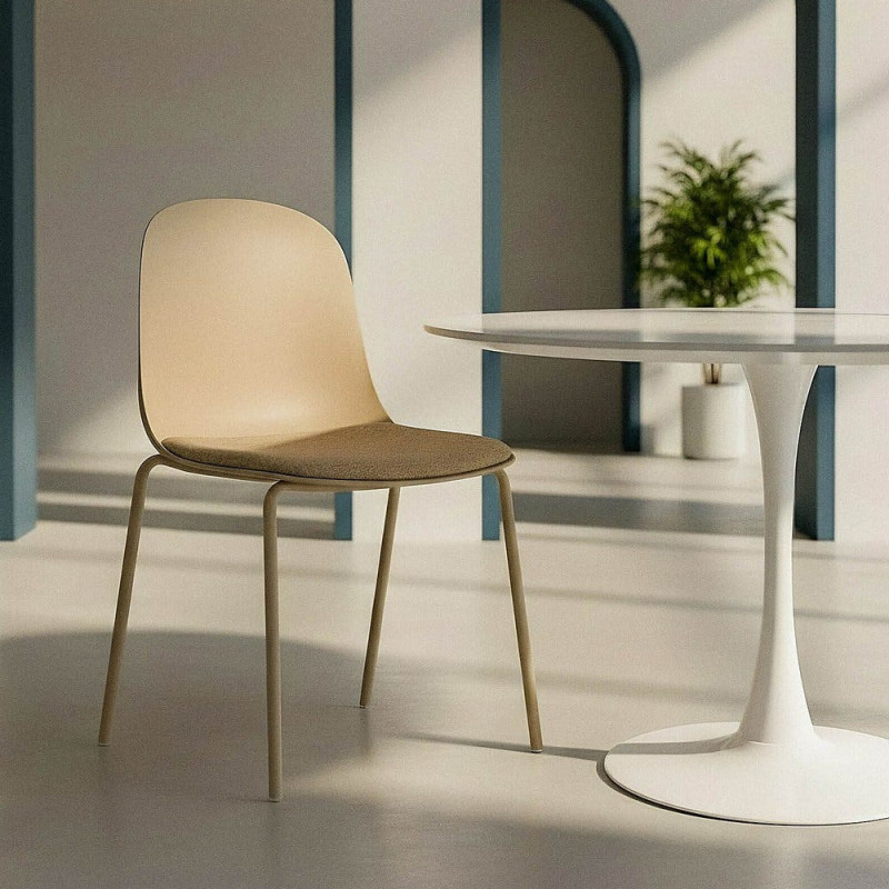 Chaise design moderne en Tissu Polypropylène Métal Beige Lunara (Lot de 4) - 2
