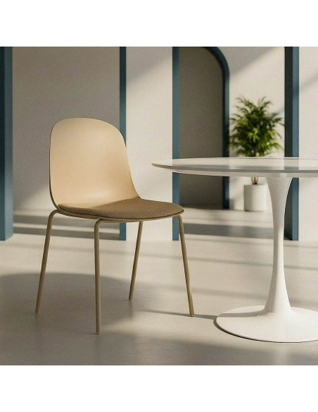 Chaise design moderne en Tissu Polypropylène Métal Beige Lunara (Lot de 4) - 2
