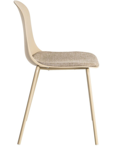 Chaise design moderne en Tissu Polypropylène Métal Beige Lunara (Lot de 4) - 4