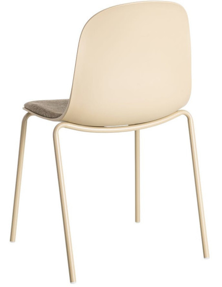 Chaise design moderne en Tissu Polypropylène Métal Beige Lunara (Lot de 4) - 5