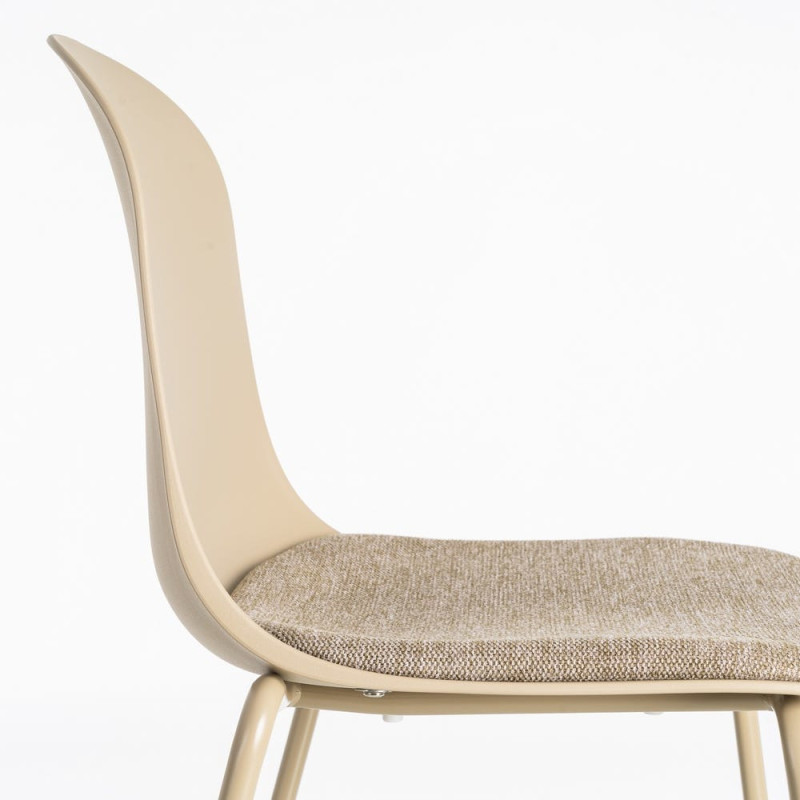Chaise design moderne en Tissu Polypropylène Métal Beige Lunara (Lot de 4) - 7