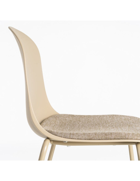 Chaise design moderne en Tissu Polypropylène Métal Beige Lunara (Lot de 4) - 7