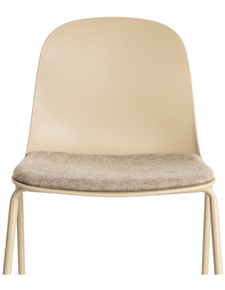Chaise design moderne en Tissu Polypropylène Métal Beige Lunara (Lot de 4) - 8