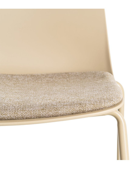 Chaise design moderne en Tissu Polypropylène Métal Beige Lunara (Lot de 4) - 9