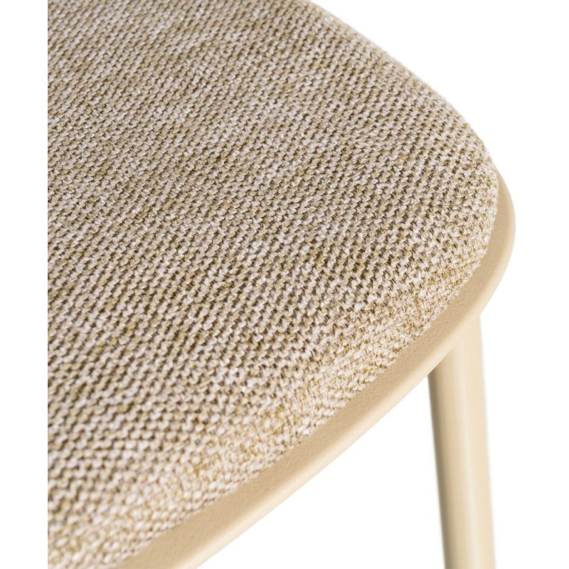 Chaise design moderne en Tissu Polypropylène Métal Beige Lunara (Lot de 4) - 10