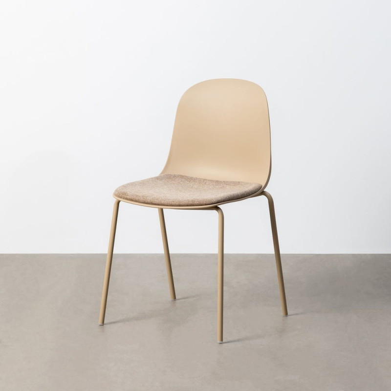 Chaise design moderne en Tissu Polypropylène Métal Beige Lunara (Lot de 4) - 12