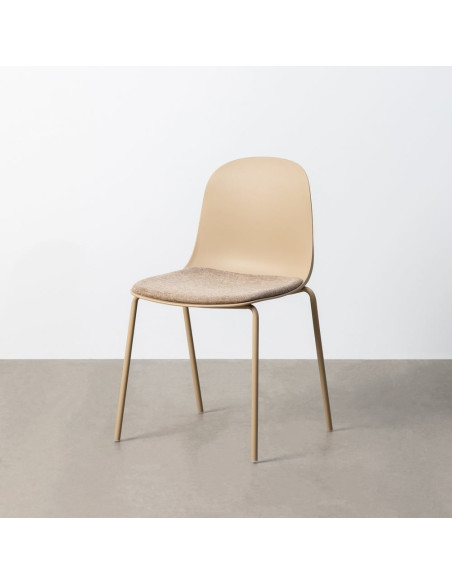 Chaise design moderne en Tissu Polypropylène Métal Beige Lunara (Lot de 4) - 12