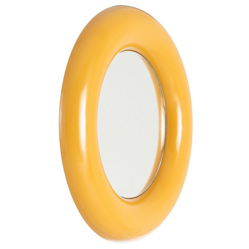 Petit Miroir mural moderne Rond 64x64 en Métal Jaune moutarde Dalura - 1
