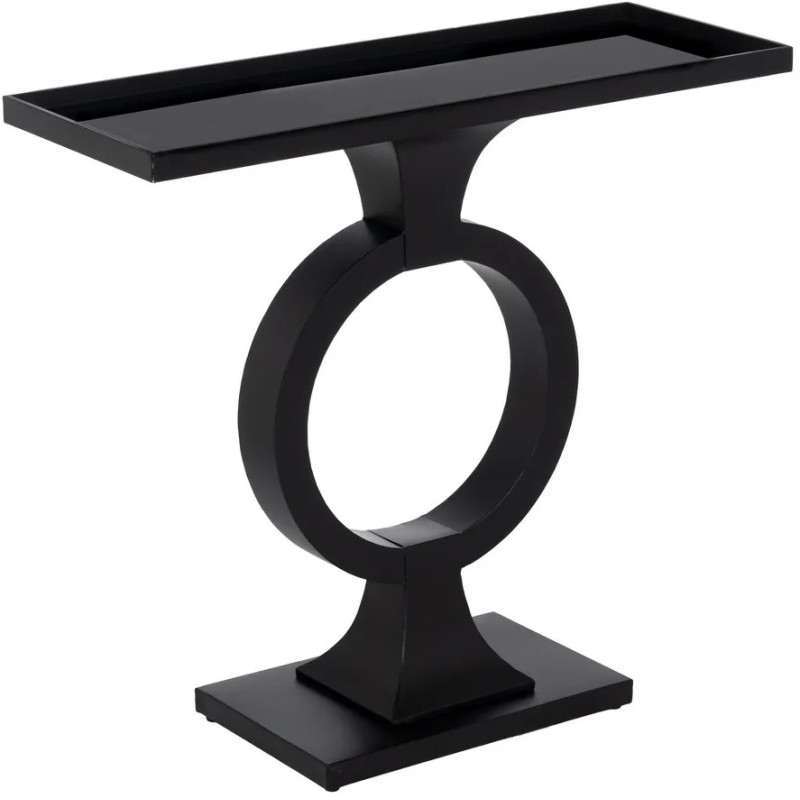 Console moderne chic Rectangulaire 90 cm en Métal Verre Noir Meira - 1