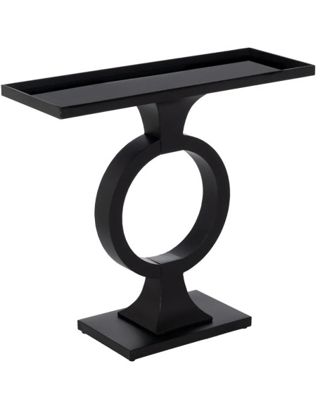 Console moderne chic Rectangulaire 90 cm en Métal Verre Noir Meira - 1