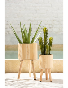 Cache-pot sur pied en Bois Naturel (Lot de 3) - 2