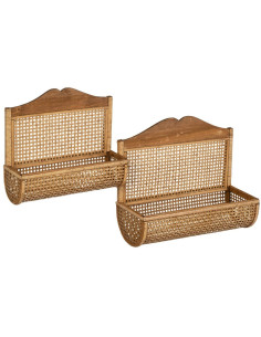 Étagère murale vide-poches Arrondie en Bambou Naturel Tiffanie (Lot de 2) - 1