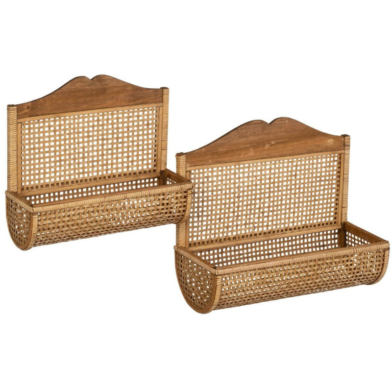 Étagère murale vide-poches Arrondie en Bambou Naturel Tiffanie (Lot de 2) - 1
