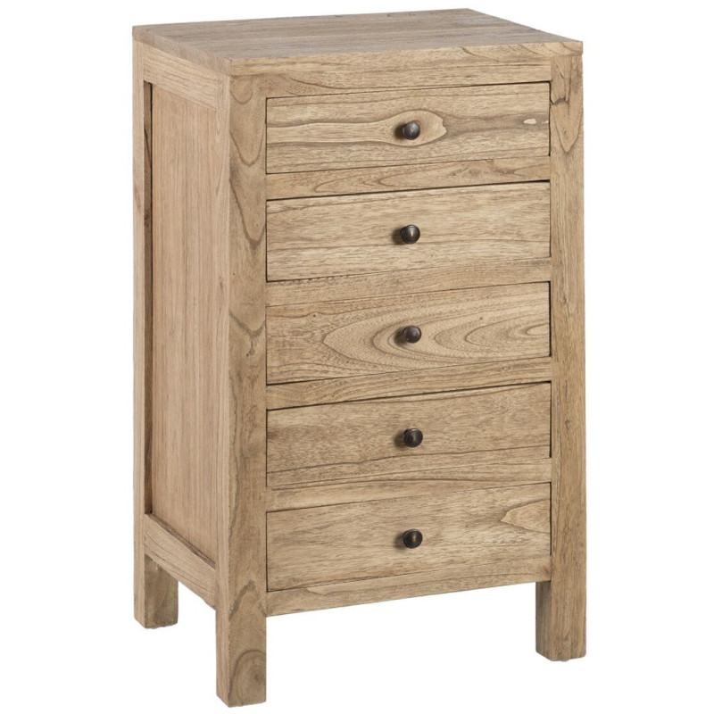 Chevet 5 tiroirs en Bois de mindi Naturel Miro - 1