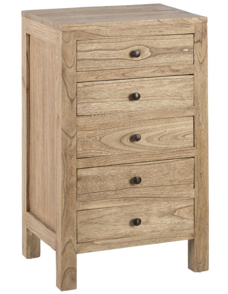 Chevet 5 tiroirs en Bois de mindi Naturel Miro - 1