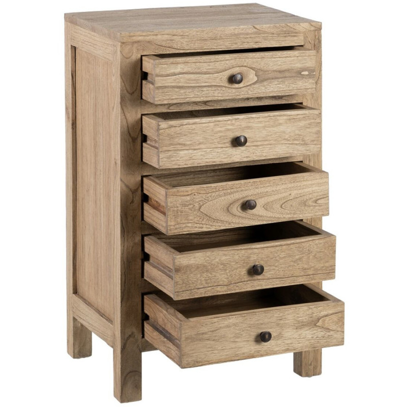 Chevet 5 tiroirs en Bois de mindi Naturel Miro - 8