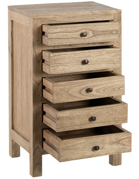 Chevet 5 tiroirs en Bois de mindi Naturel Miro - 8